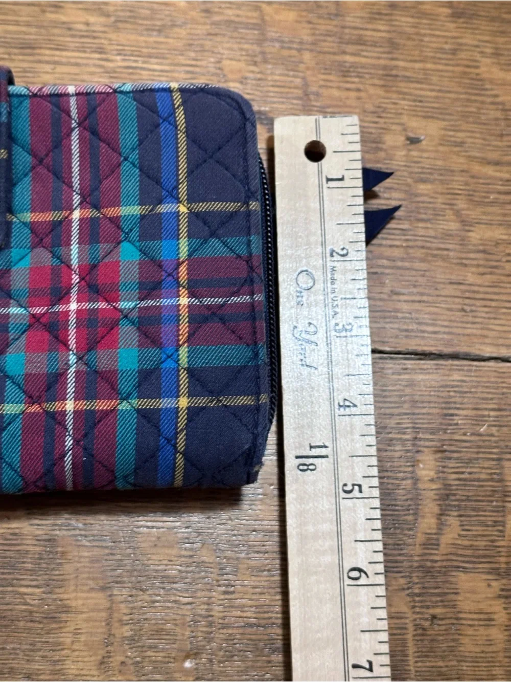 Vera Bradley RFID Turnlock Wallet featuring a quilted Tartan Plaid pattern - Picture 2 of 7